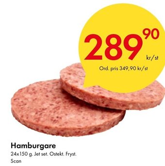 Snabbgross Hamburgare 24x150 g. Jet set. Ostekt. Fryst. Scan erbjuda