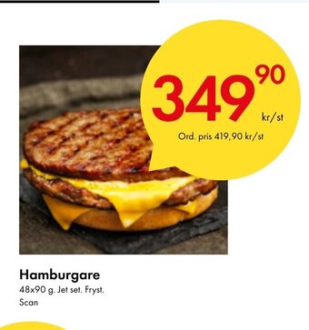 Snabbgross Hamburgare 48x90 g. Jet set. Fryst. Scan erbjuda