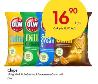 Snabbgross Chips 175 g. Grill, Dill/Gräslök & Sourcream/Onion m.fl. Olw erbjuda