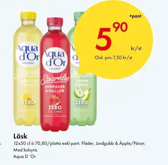 Snabbgross Läsk 12x50 cl à 70,80/platta exkl pant. Fläder, Jordgubb & Äpple/Päron. Med kolsyra. Aqua D'Or erbjuda