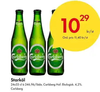 Snabbgross Starköl 24x33 cl à 246,96/låda. Carlsberg Hof. Ekologisk. 4,2%. Carlsberg erbjuda