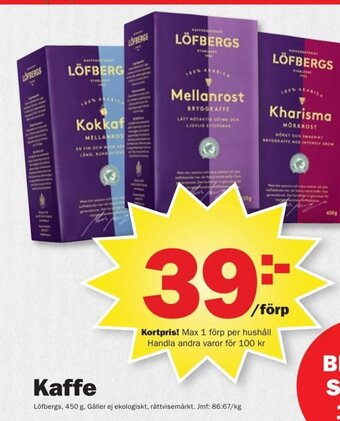 Pekås Kaffe Löfbergs, 450 g erbjuda