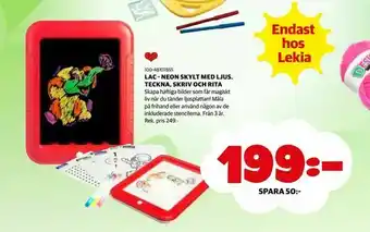 Lekia Lac - neon skylt med ljus. teckna, skriv och rita erbjuda