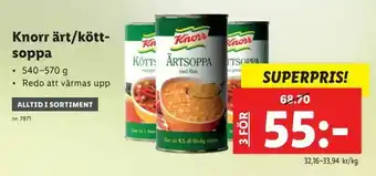 Lidl Knorr ärt/kött soppa erbjuda