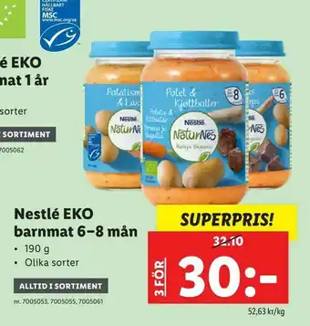 Lidl Nestlé EKO barnmat 6-8 mån erbjuda