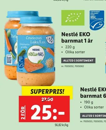 Lidl Nestlé EKO barnmat 1 år erbjuda