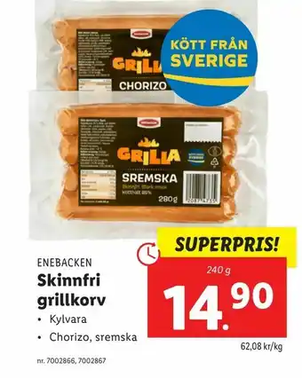 Lidl Skinnfri grillkorv erbjuda