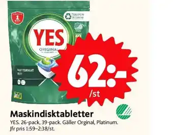 Maskindisktabletter YES