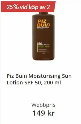 Piz Buin Moisturising Sun Lotion SPF 50, 200 ml
