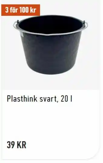 Plasthink svart, 20 l