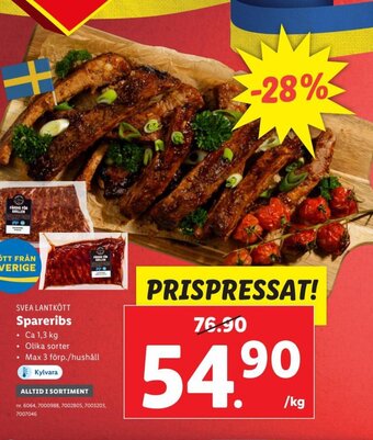 Lidl SVEA LANTKÖTT Spareribs erbjuda
