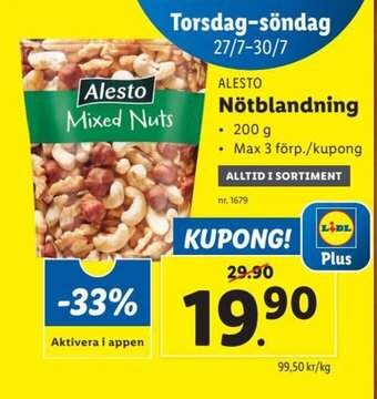Lidl ALESTO Nötblandning erbjuda
