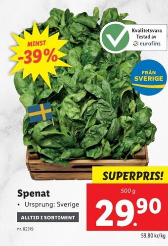 Lidl Spenat erbjuda