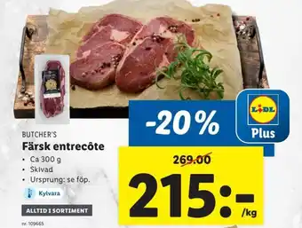 Lidl BUTCHER'S Färsk entrecôte erbjuda