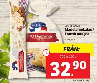 Lidl DUC DE COEUR Madeleinekakor/ Fransk nougat erbjuda