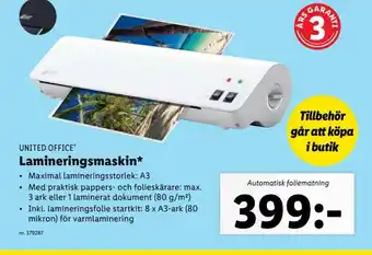 Lidl UNITED OFFICE Lamineringsmaskin erbjuda