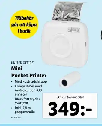 Lidl UNITED OFFICE Mini Pocket Printer erbjuda