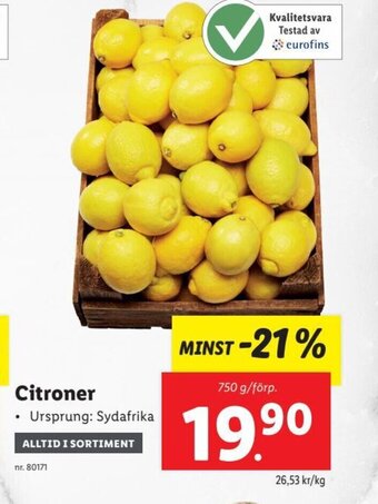 Lidl Citroner erbjuda
