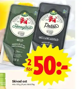 ICA Nära Skivad ost Arla. 150 g. erbjuda