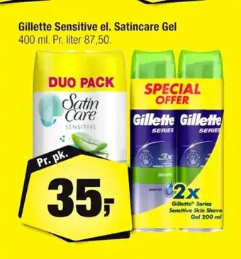 Calle Gillette Sensitive el. Satincare Gel 400 ml. erbjuda