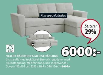 JYSK Vejlby bäddsoffa med schäslong erbjuda