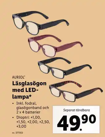 Lidl Läsglasögon med led- lampa erbjuda