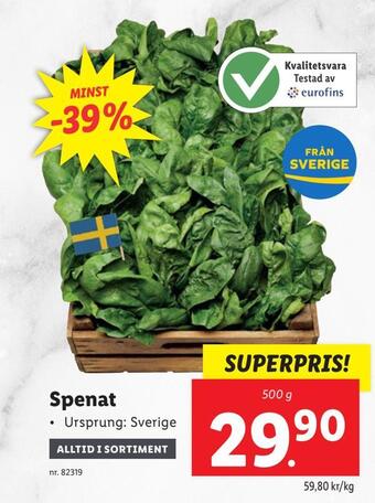 Lidl Spenat erbjuda