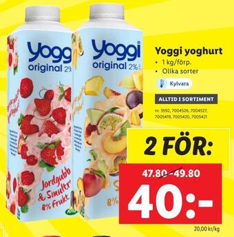 Lidl Yoggi yoghurt erbjuda