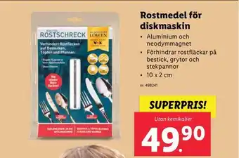 Lidl Rostmedel för diskmaskin erbjuda