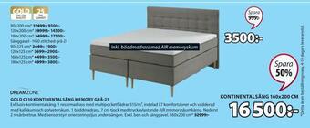 JYSK Gold c110 kontinentalsäng memory grå-21 erbjuda