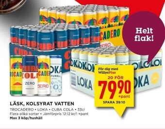 Willys LÄSK, KOLSYRAT VATTEN erbjuda