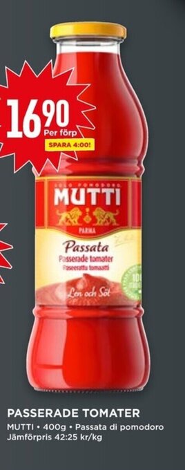 Willys PASSERADE TOMATER MUTTI erbjuda