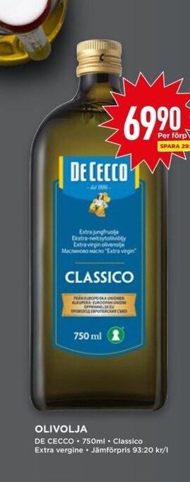 Willys OLIVOLJA DE CECCO 750ml. erbjuda