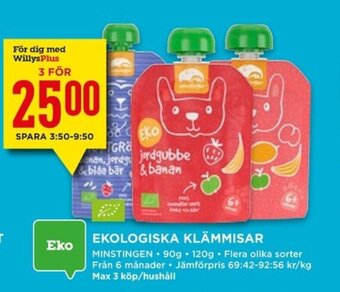 Willys EKOLOGISKA KLÄMMISAR erbjuda