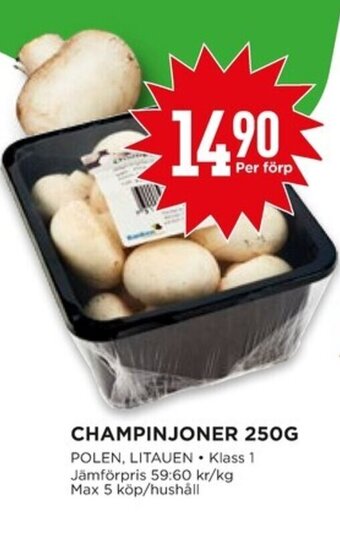 Willys CHAMPINJONER 250G erbjuda