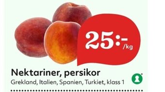 Hemköp Nektariner, persikor erbjuda
