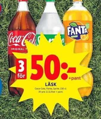 ICA Kvantum LÄSK Coca-Cola, Fanta, Sprite. 150 cl erbjuda