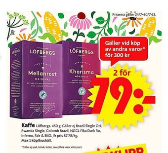 ICA Supermarket Kaffe Löfbergs. 450 g. erbjuda