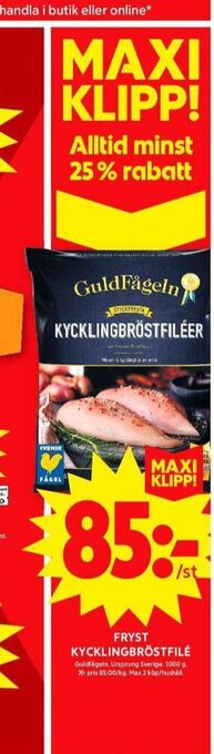 ICA Maxi Guldfågeln kycklingbröstfilé erbjuda