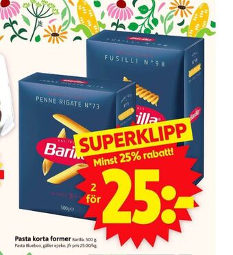 ICA Supermarket Barilla pasta sorterad erbjuda