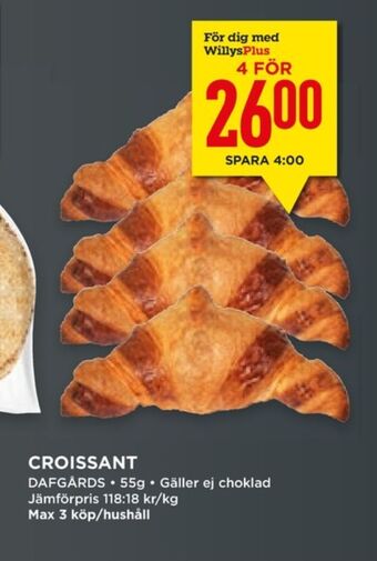 Willys Hemma Dafgårds butiksbakat kaffebröd erbjuda