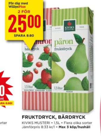 Willys Kivik fruktdryck erbjuda