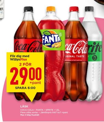Willys Coca cola läskedryck erbjuda