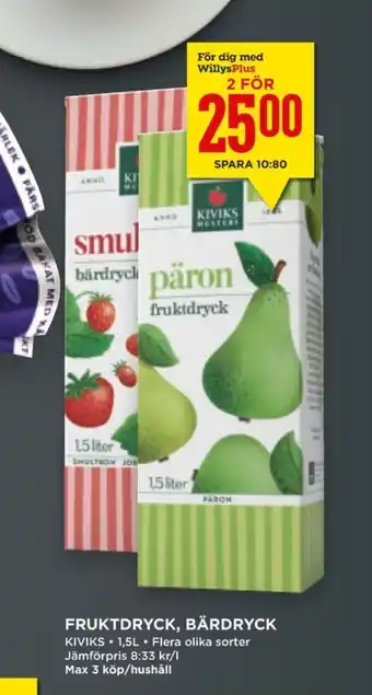 Willys Hemma Kivik fruktdryck erbjuda