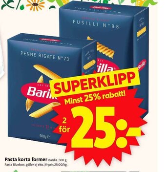 ICA Supermarket Pasta korta former Barilla. 500 g. erbjuda