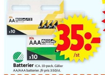 ICA Supermarket Batterier ICA. 10-pack. erbjuda