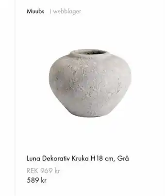 Luna Dekorativ Kruka H18 cm, Grå