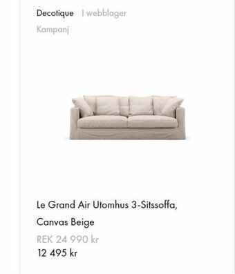 Rum 21 Le Grand Air Utomhus 3-Sitssoffa, Canvas Beige erbjuda