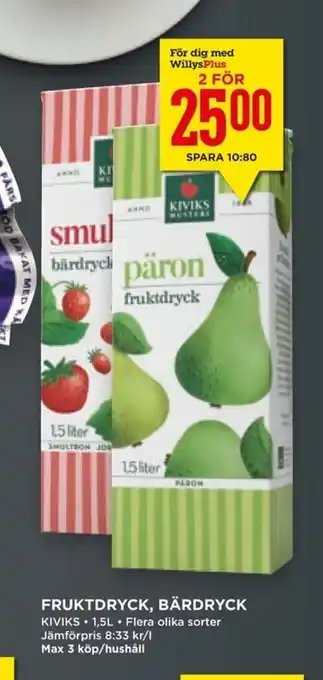 FRUKTDRYCK, BÄRDRYCK KIVIKS 1,5L.