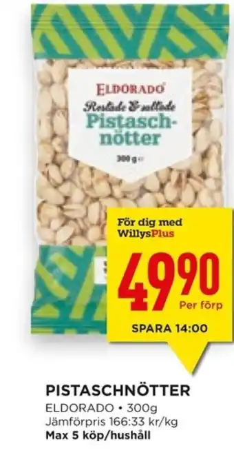 Willys Hemma PISTASCHNÖTTER ELDORADO erbjuda
